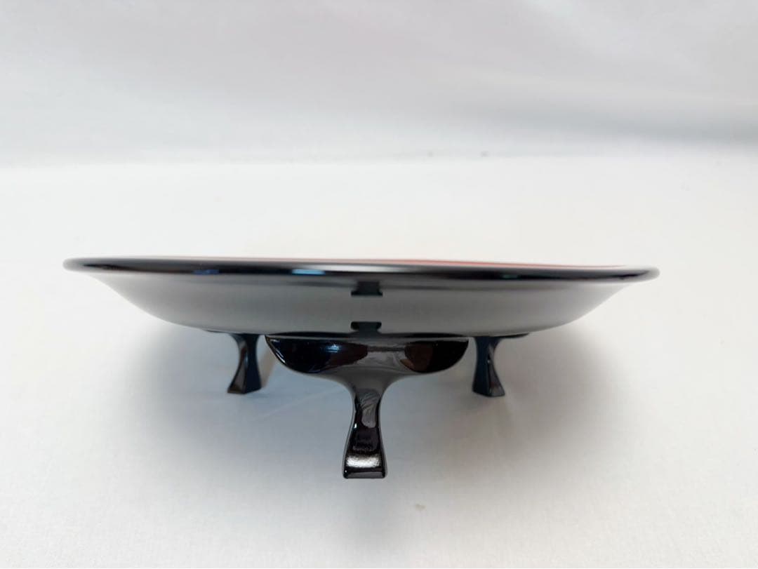 茶道具 京指物師亀雄斎作 内朱高脚盆東大寺龍松院第二百二十一世別当寬秀サイン共箱