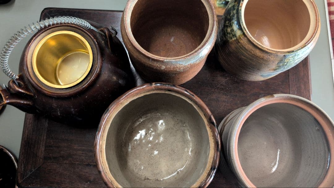 急須＋蓋付き壺セット 常滑焼風 民藝 焼き物 茶道具 茶器