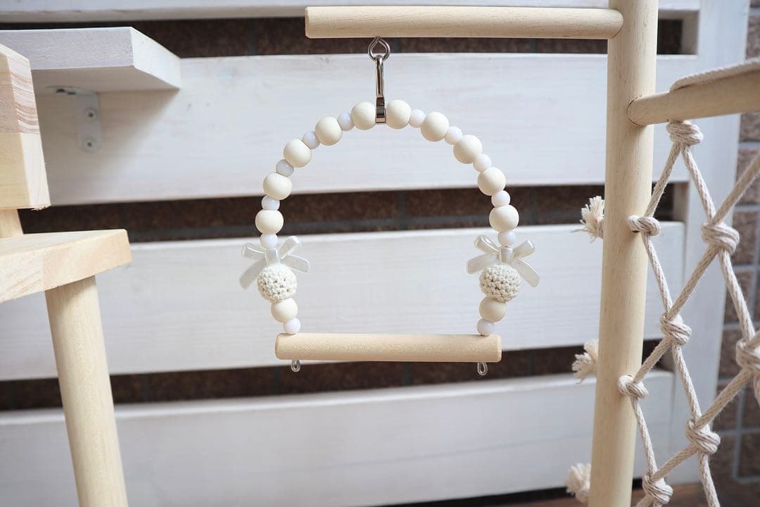 ことりのおおきなあそびばミラー付き文鳥インコバードアスレチックブランコ