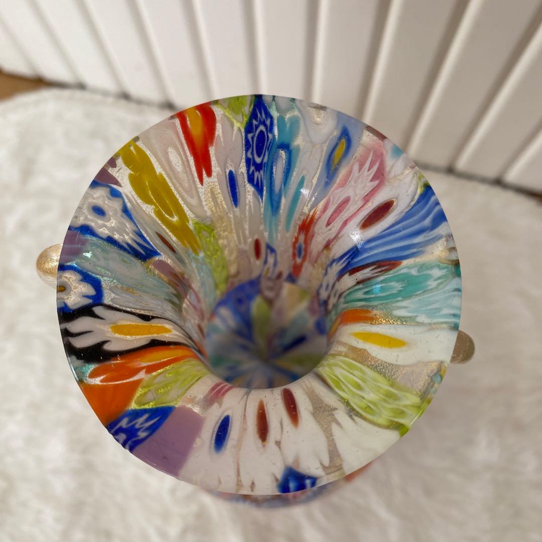 MURANO ムラーノ ヴェネチアンガラス ミルフィオリ 花瓶 ミルフィオリ