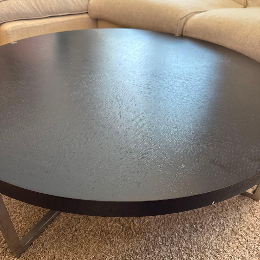 円形黒木製テーブル 金属脚付き アクタス ACTUS ローテーブル MAXXA 黒