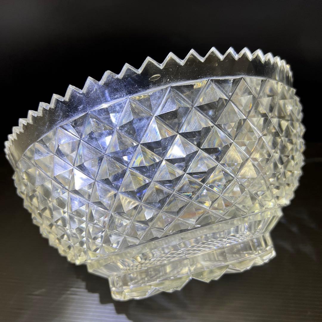 最上手 薩摩切子 初期極上手彫大鉢（鋭いカット） 木箱付 東