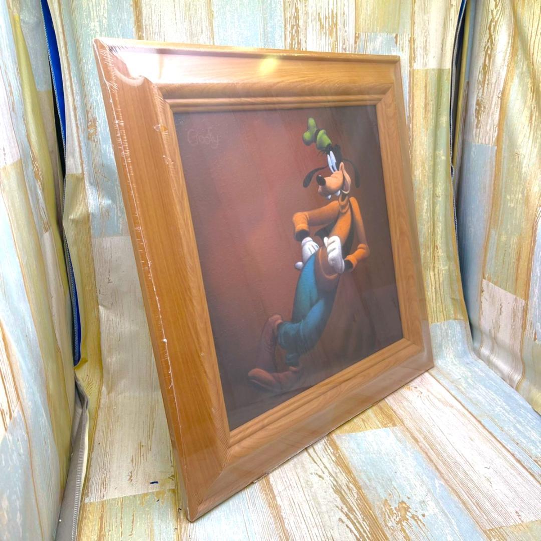 新品☆グーフィー Goofy 油絵風 額縁 絵 絵画 木製 シック☆ディズニー