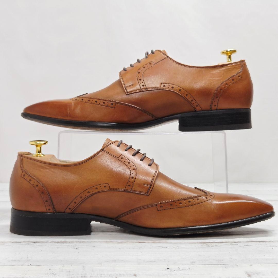 ZUO 南青山 高級 本革 外羽根 ウィングチップ ドレスシューズ 茶 27㎝