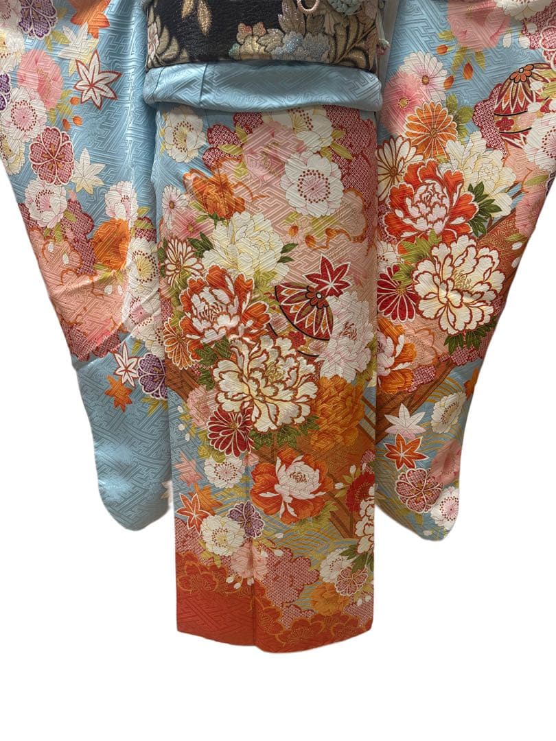 振袖 正絹 古典柄 水色 正統派 6点セット - メルカリ