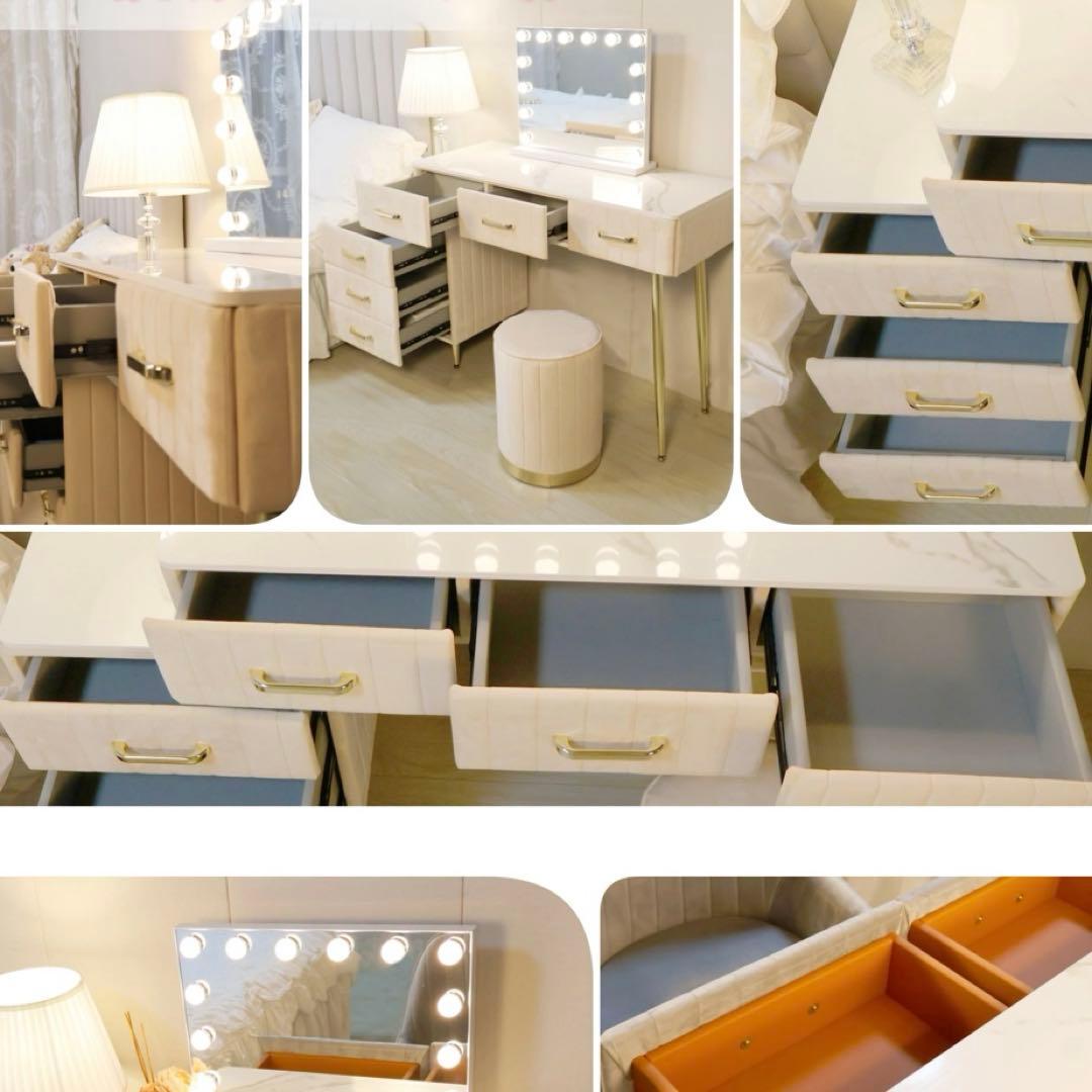 みぃ様専用♡オーダー家具 大理石風ドレッサー ベロア ドレッサー イス付き