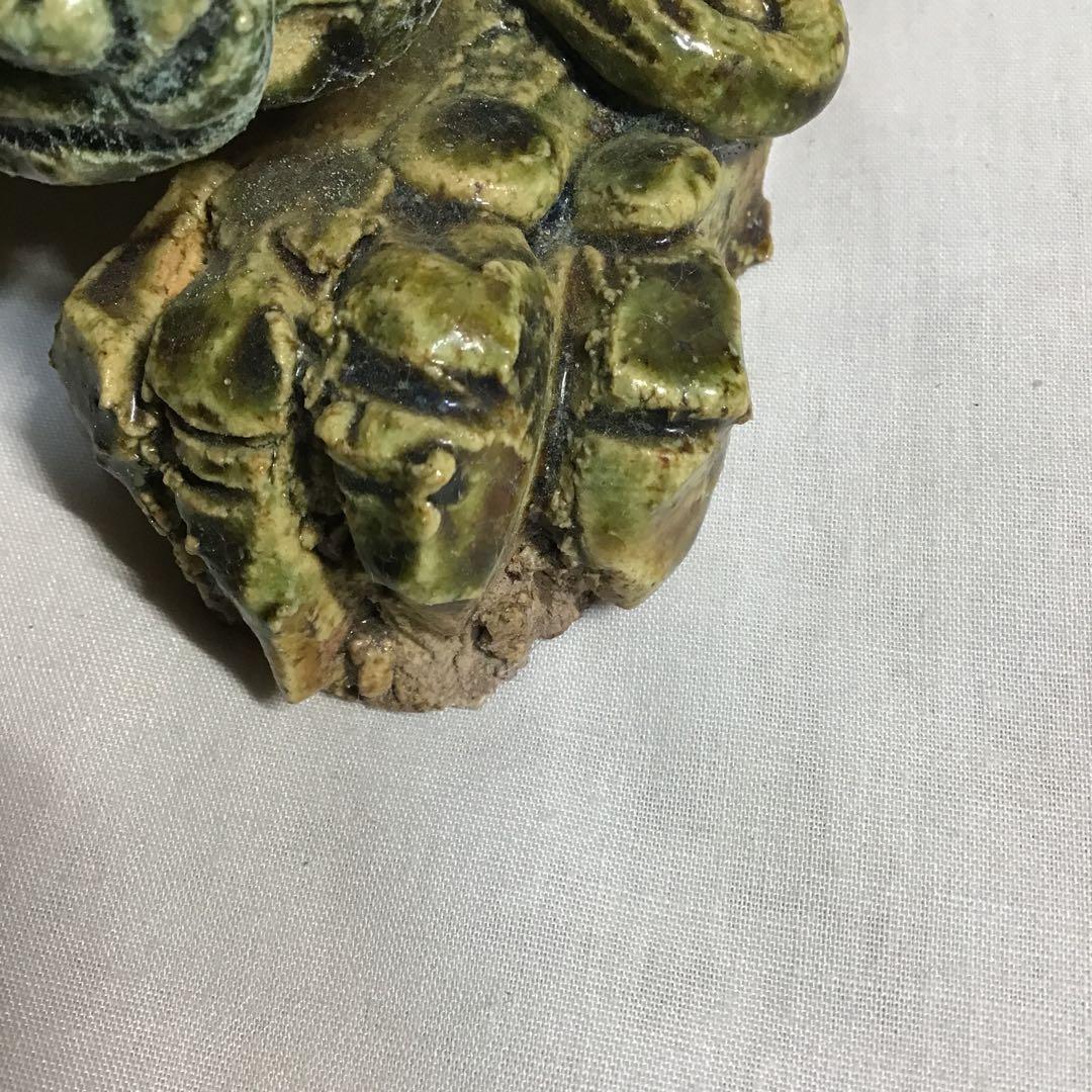 瀬戸織部釉 赤津 前川 電光作 唐獅子 木製箱付き