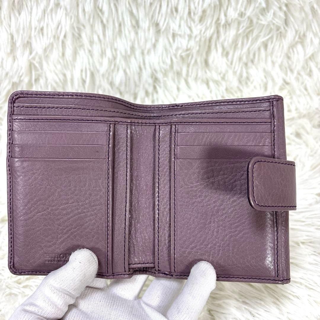 美品✨現行人気カラー　HIROFU センプレ　折財布　モーブ　ソフトバケッタ