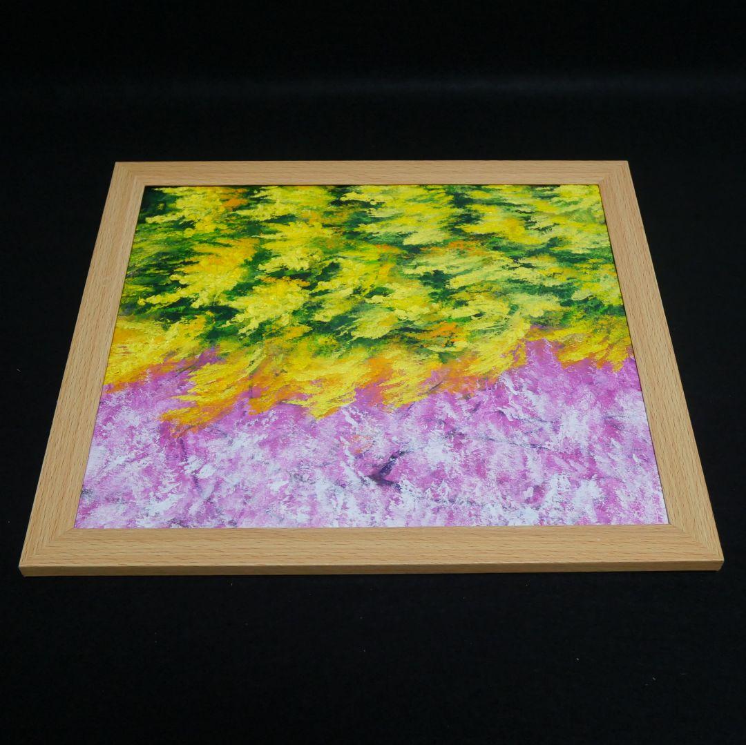 油絵 油彩 油彩画 絵 絵画【ミモザと桜】
