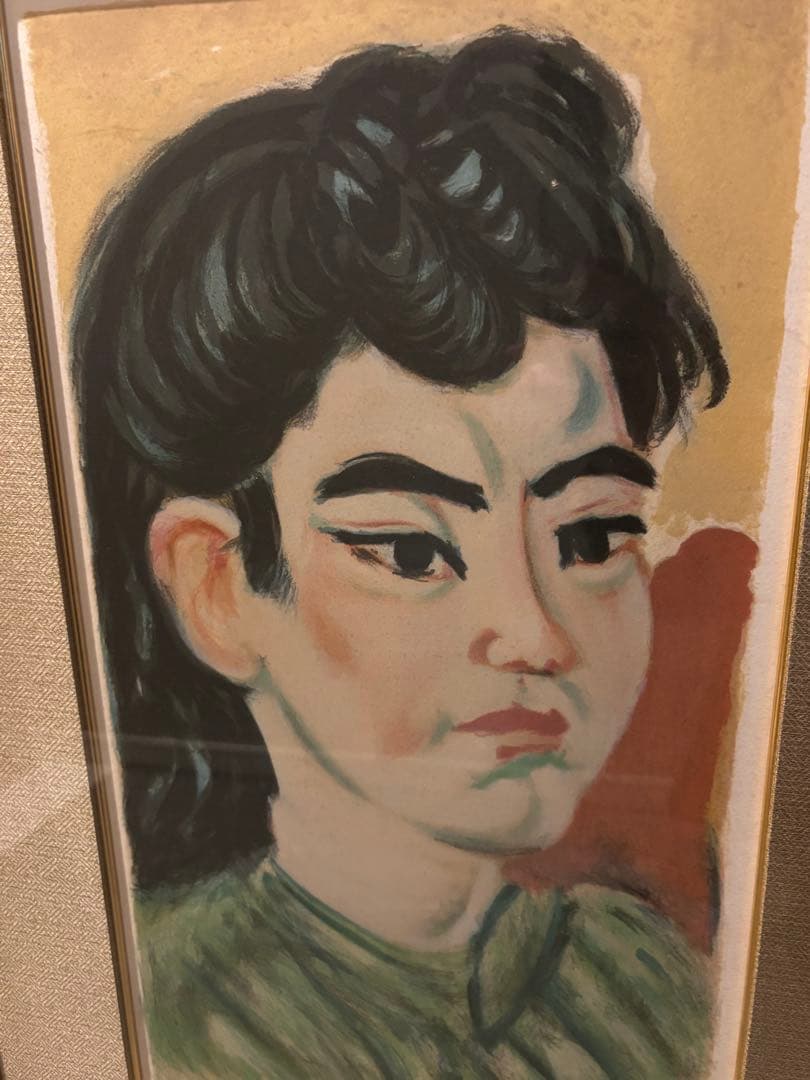 美品 梅原龍三郎「姑娘/クーニャン」リトグラフ 落款有 額縁入 油彩画