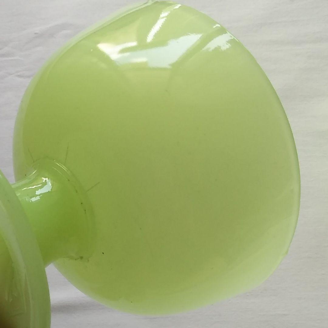 レモンイエローの氷コップ 2点【骨董 アンティーク ウランガラス