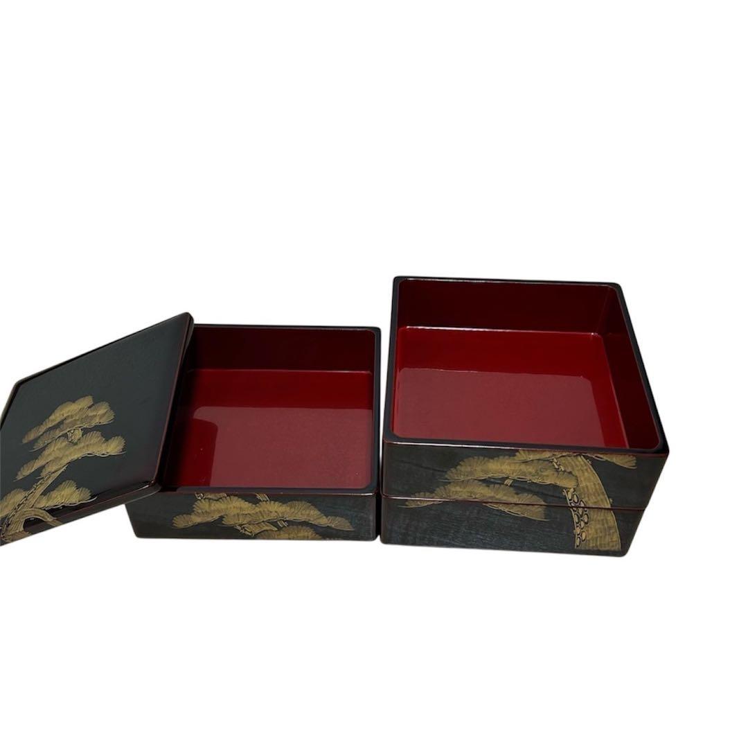 値下げ❗️ 漆器 3段重箱 金箔松の木 昭和レトロ お重 おせち - メルカリ