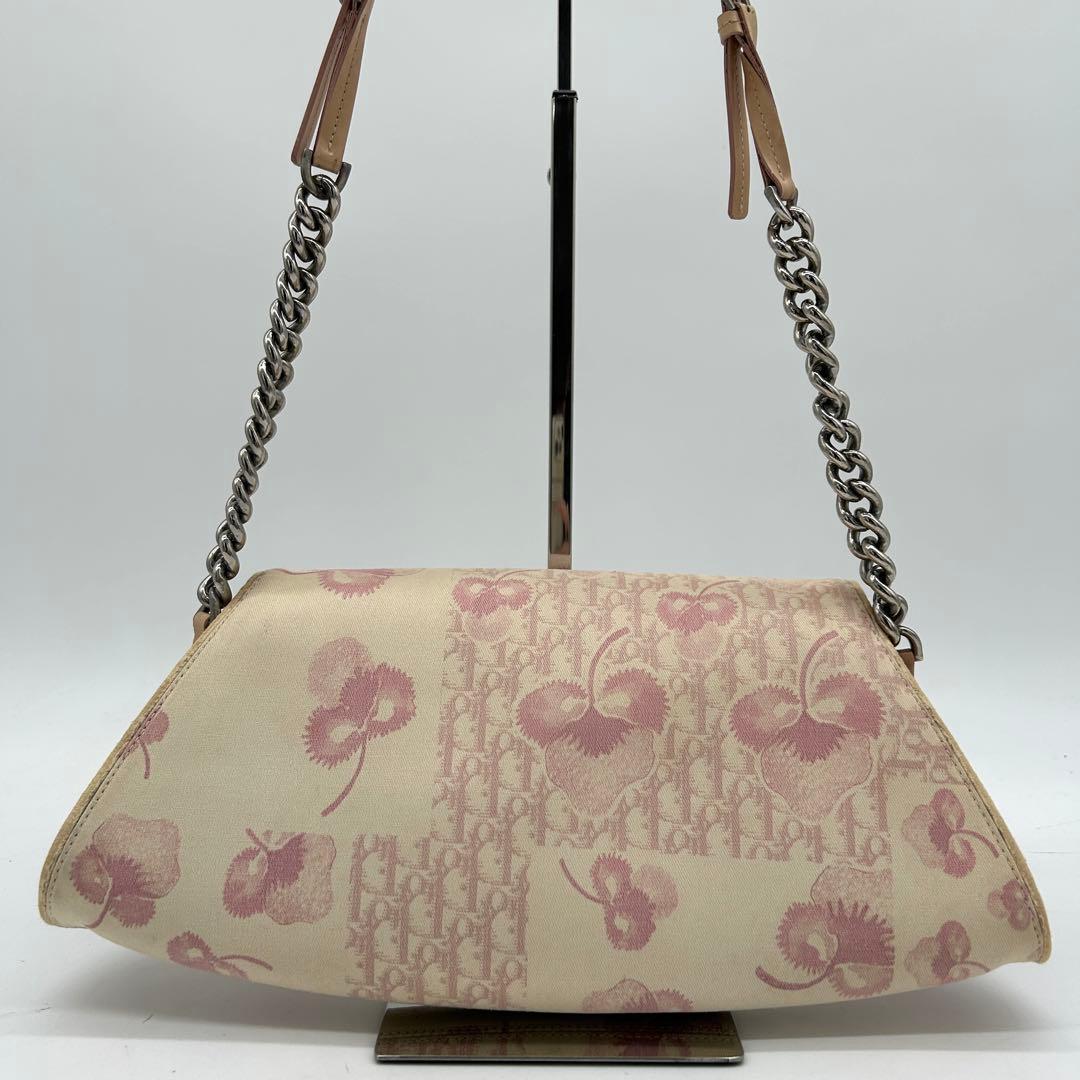 【稀少】クリスチャンディオール フローラ ショルダーバッグ キャンバス ピンク