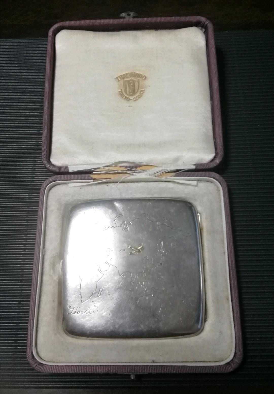 逸品 シガレットケース 煙草入れ 日米親善欧亜連絡飛行 銀製 和骨董