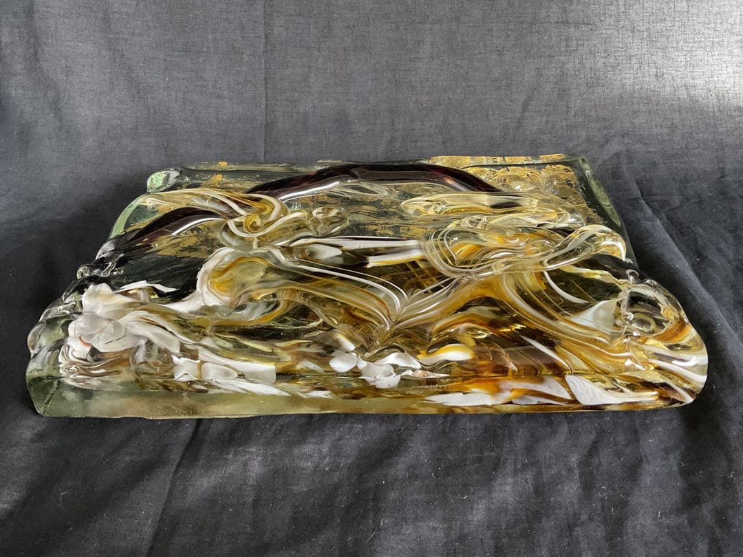 ルーク様専用 藤田喬平 ガラス・レリーフ「富士山」(サイン)/オブジェ