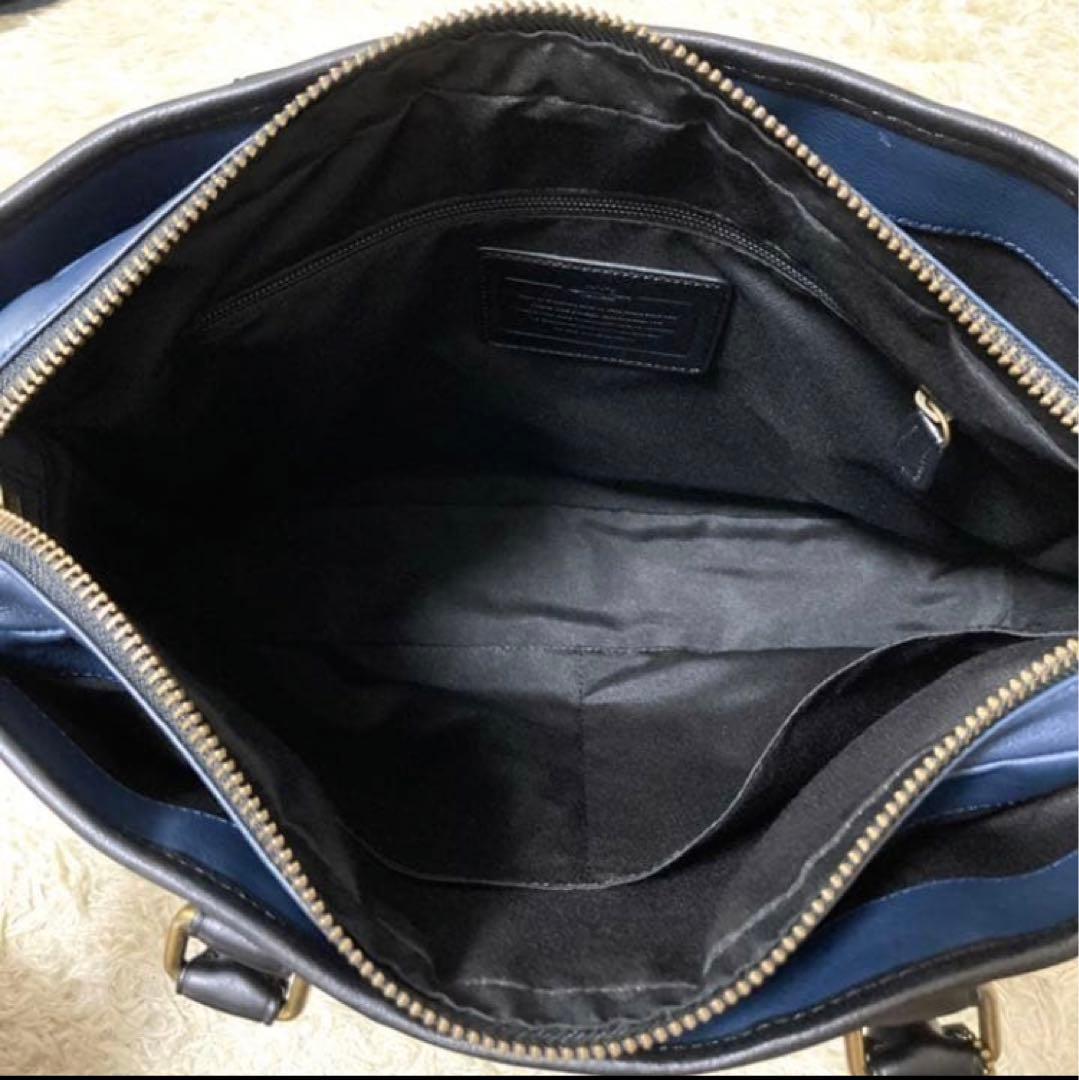 【極美品】COACH コーチ ビジネスバッグ レザー 本革 ショルダー ネイビー