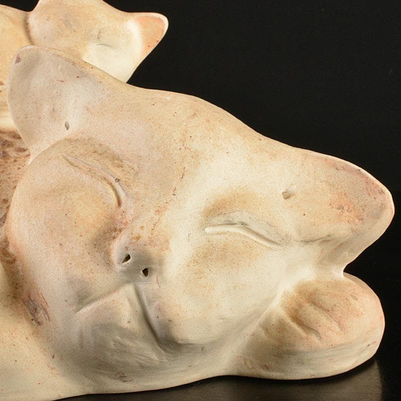 備前焼　古備前　白備前　猫　置物　M　R7151