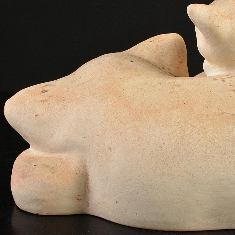 備前焼　古備前　白備前　猫　置物　M　R7151