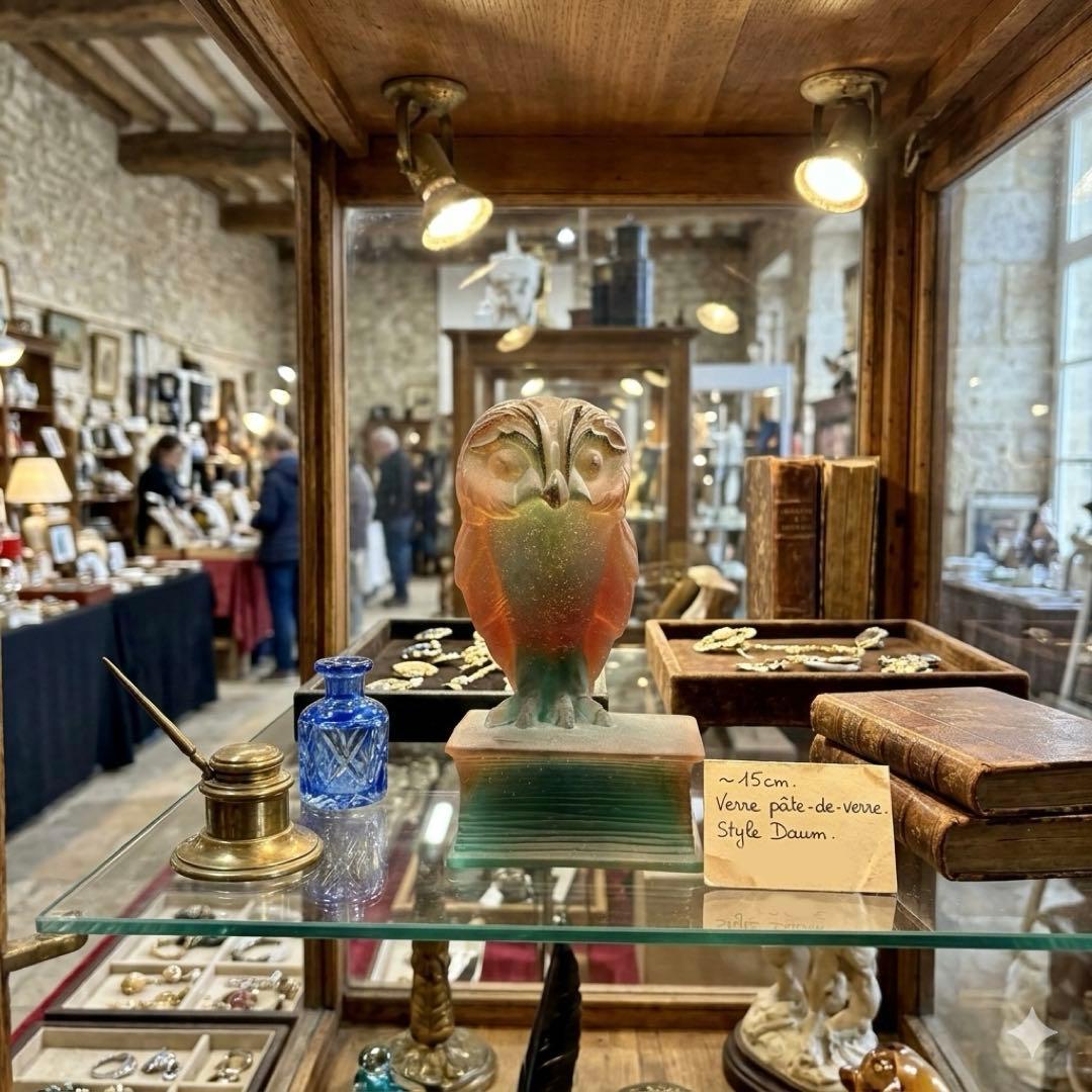 梟 ふくろう ドームフランス daum バカラ 置物 アンティーク