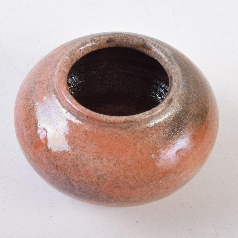 茶道具 一休庵 中村道年造 赤楽茶入 仕覆付 共箱 N