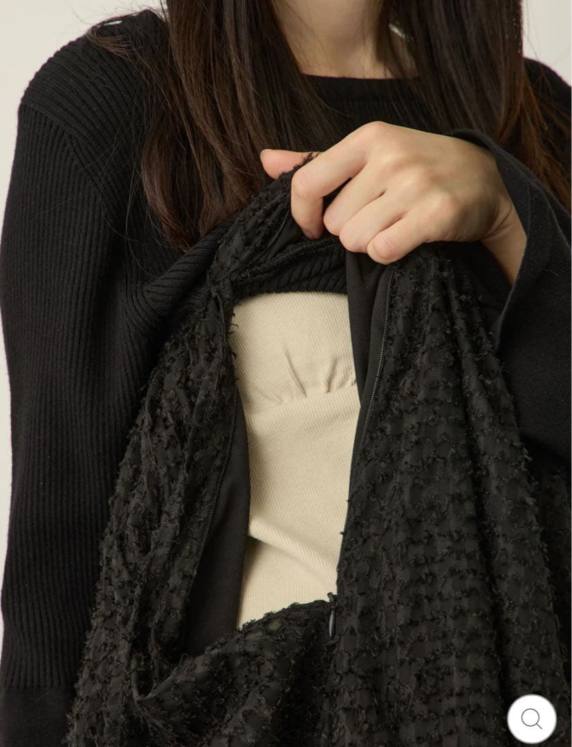 【新品未使用】honono ニットドッキングフェザー ワンピース アイボリー