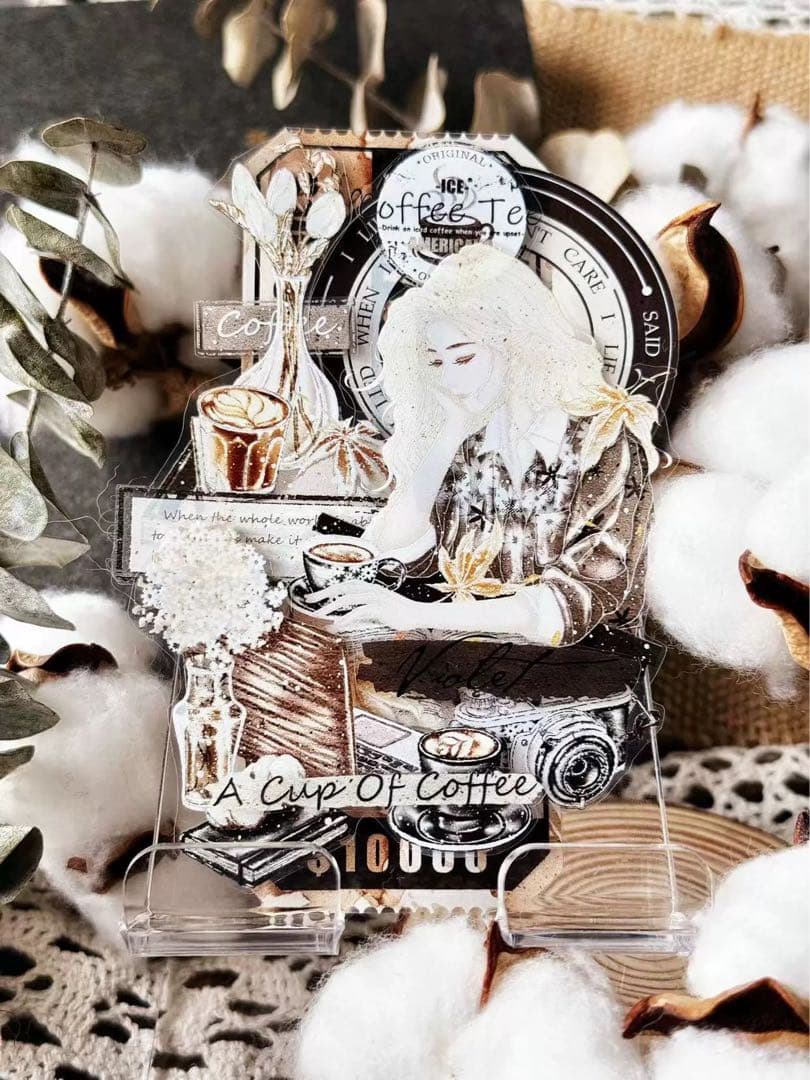 霖蓝汐原创手账《咖啡生活》海外マスキングテープ　マステ 【2242】