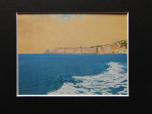 北村巖、【城塞の街】、希少な額装用画集より、新品額装付