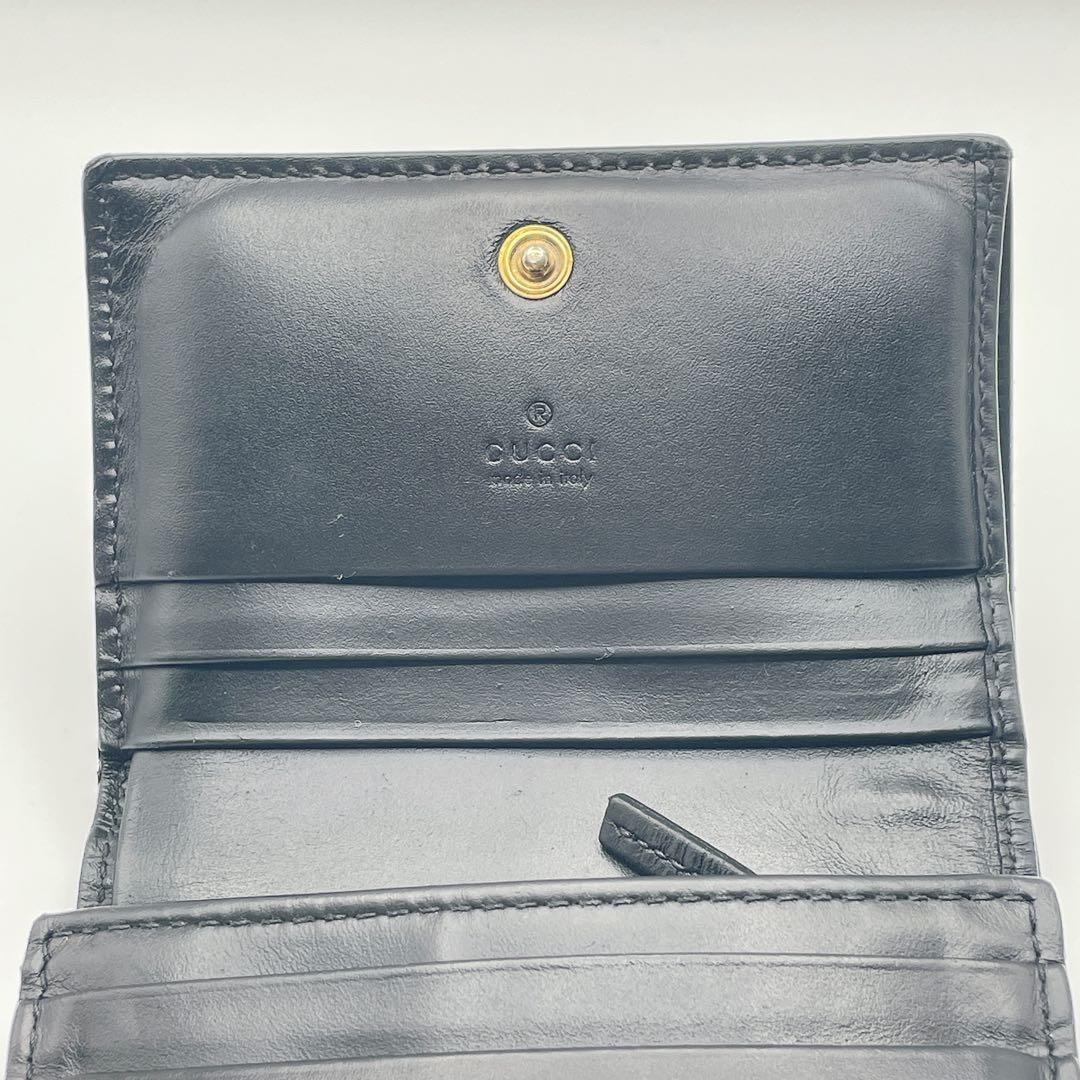 グッチ 財布 リネアキャット GG柄 シマ レザー 猫 黒 ミニ 二つ折り