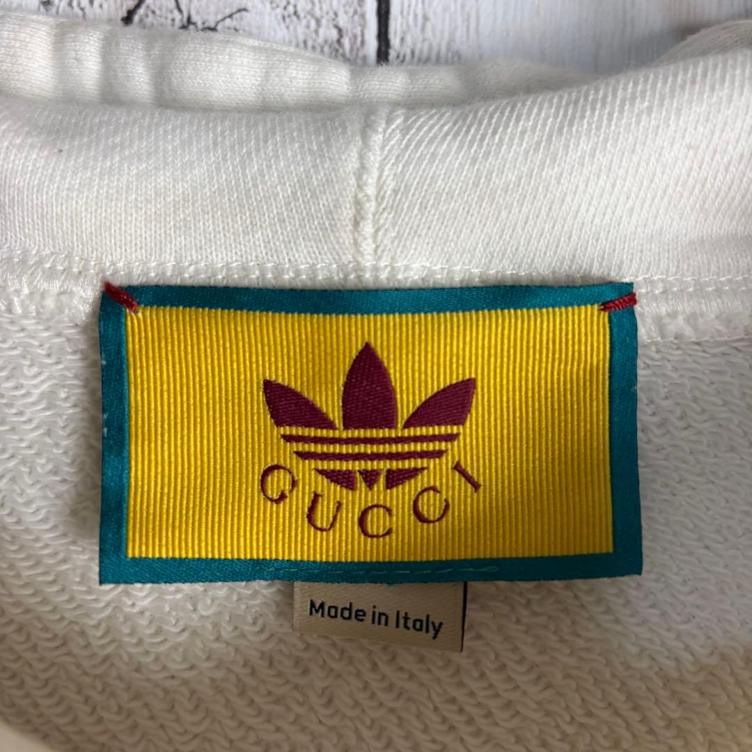 366【美品】グッチ×アディダス☆刺繍＆プリント入りコラボパーカー ユニセックス