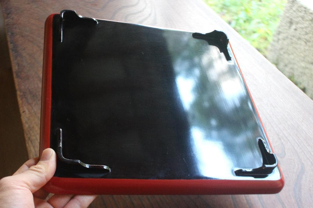 デッドストック！時代朱漆に優美な松蒔絵の映える小ぶり膳（検輪島塗お膳お盆懐石盆