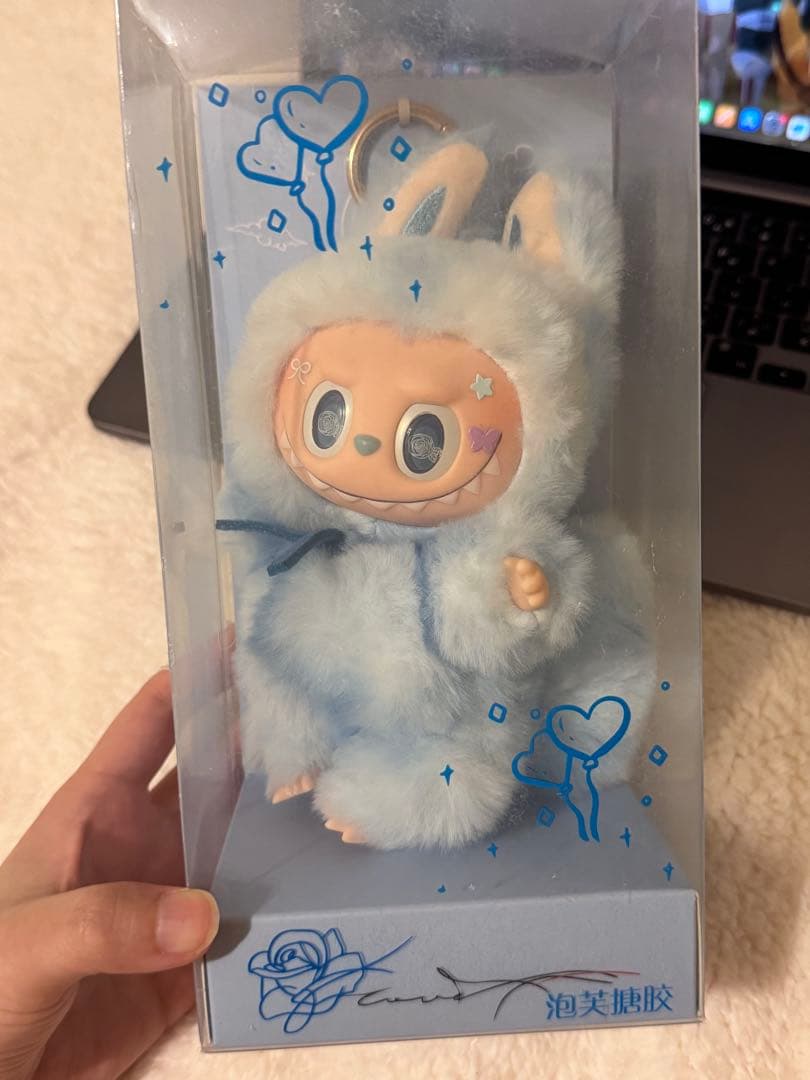 【海外限定】ZIMOMO LABUBU ラブブ ぬいぐるみ 水色 かわいい