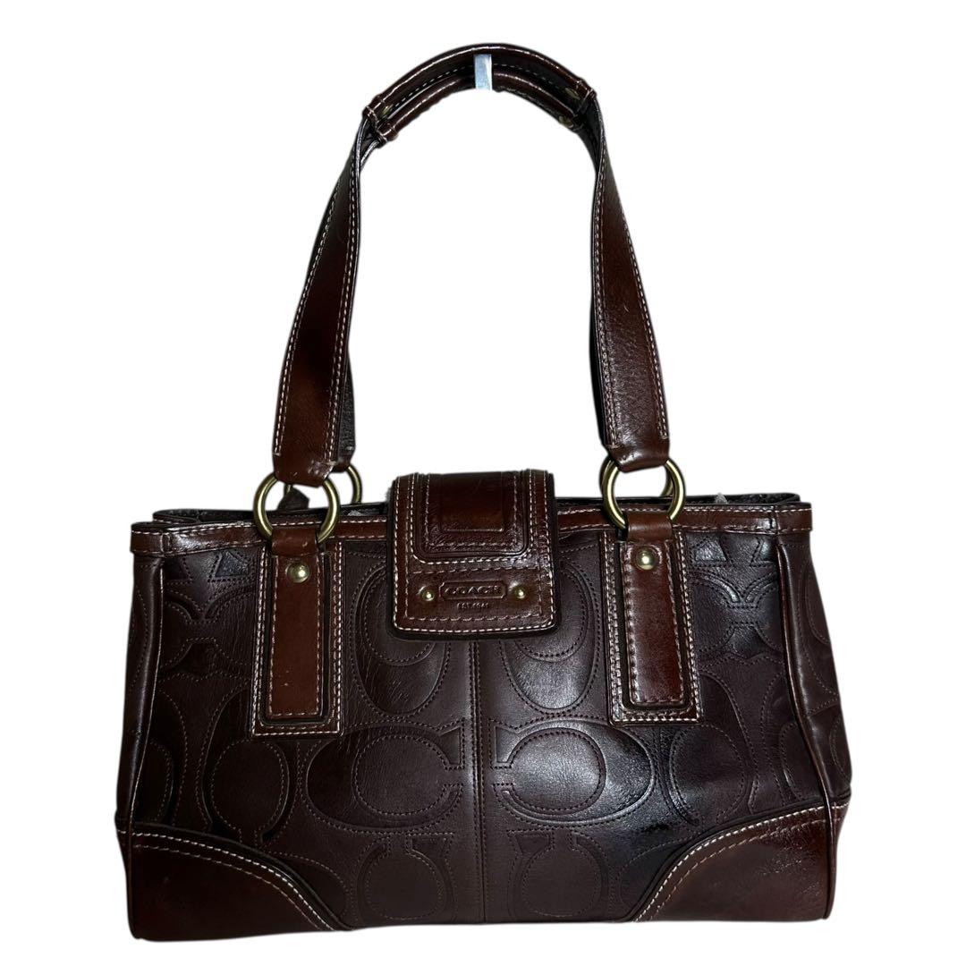 コーチ ハンドバッグ ハンプトンズ レザー　ターンロック　シグネチャー