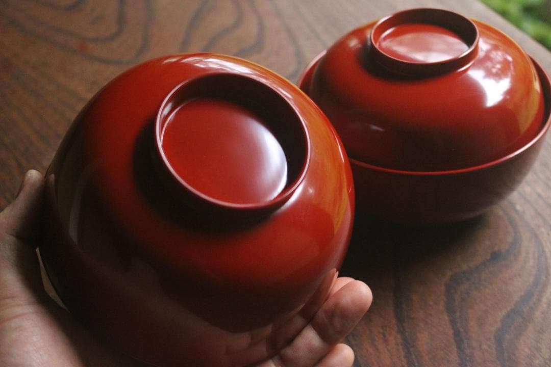 デッドストック！極上朱漆の美しい小丸椀（検輪島塗四つ椀懐石道具蒔絵椀