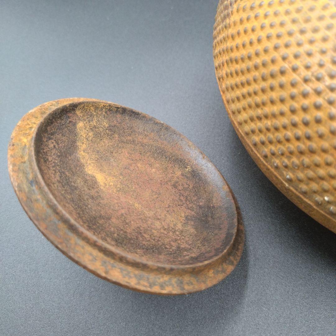 南部三厳堂名人　手取型アラレ　木箱、付属品付　茶道具　南部鉄器　伝統工芸品