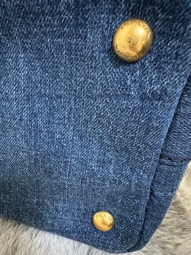 美品 PRADA カナパ 2WAYバッグ TUサイズ デニムブルー系1BG439