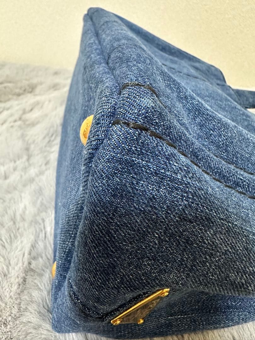 美品 PRADA カナパ 2WAYバッグ TUサイズ デニムブルー系1BG439