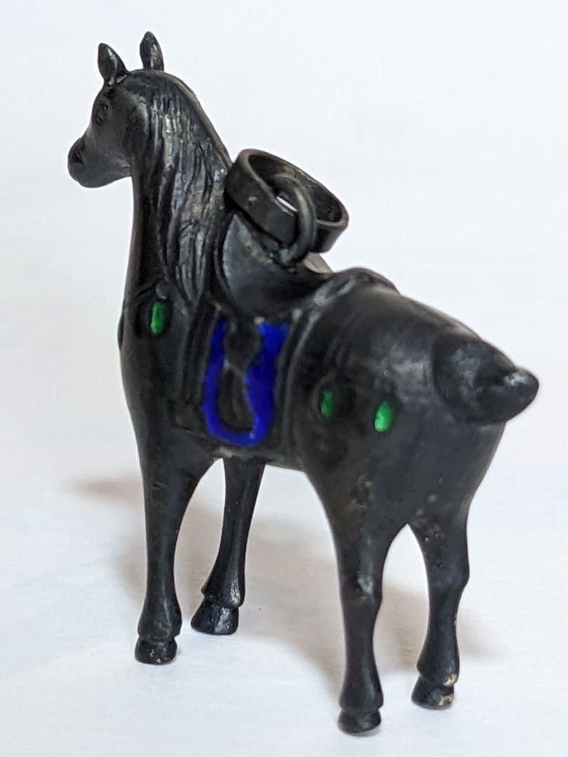 ♦刻印975 極小銀細工 馬 ペンダント 西洋 中国七宝焼？象嵌 珍物 骨董品