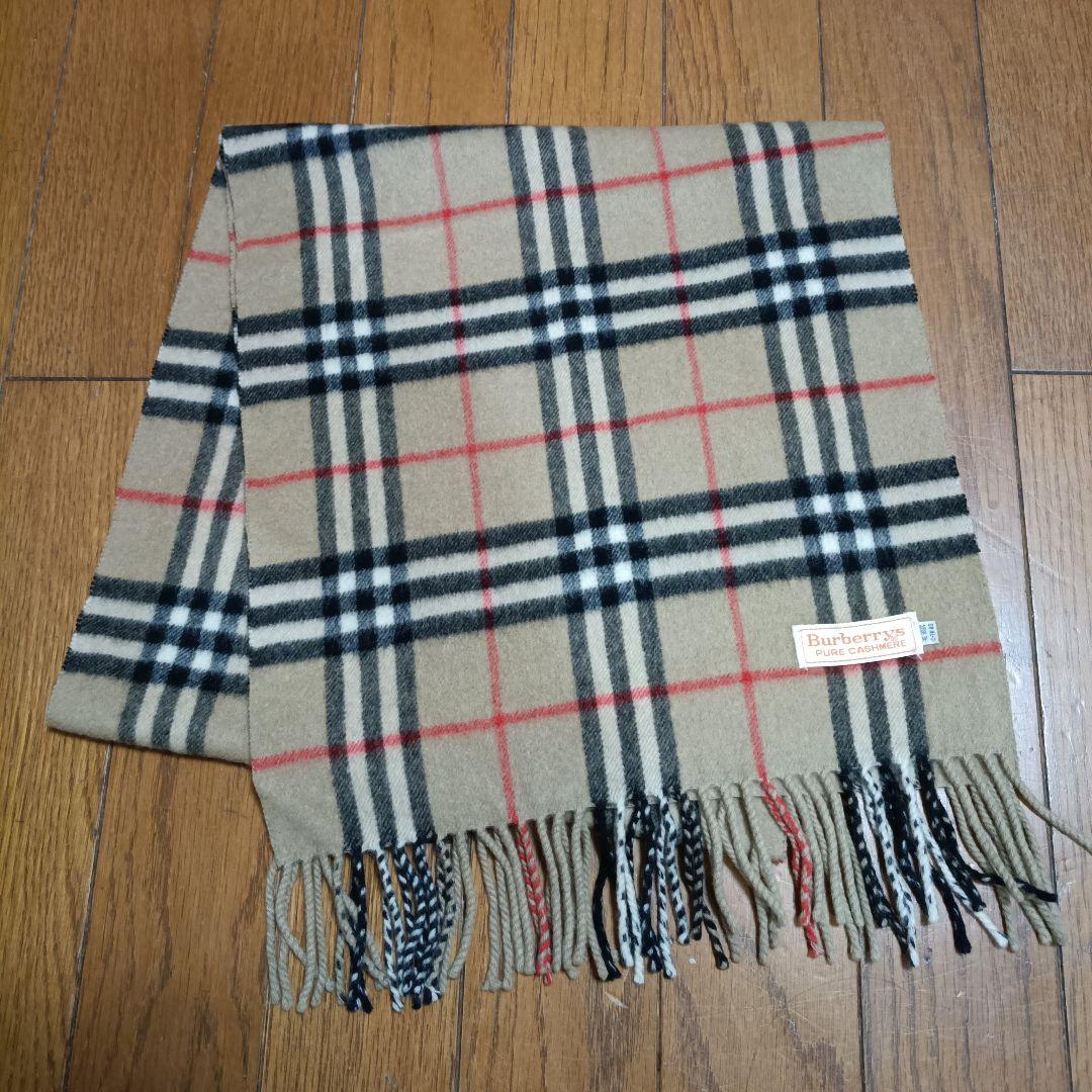 バーバリーズ　カシミヤマフラー　ノバチェック　ベージュ　ほぼ未使用 カシミヤ100% 美品 バーバリーズ ストール マフラー ノバチェック