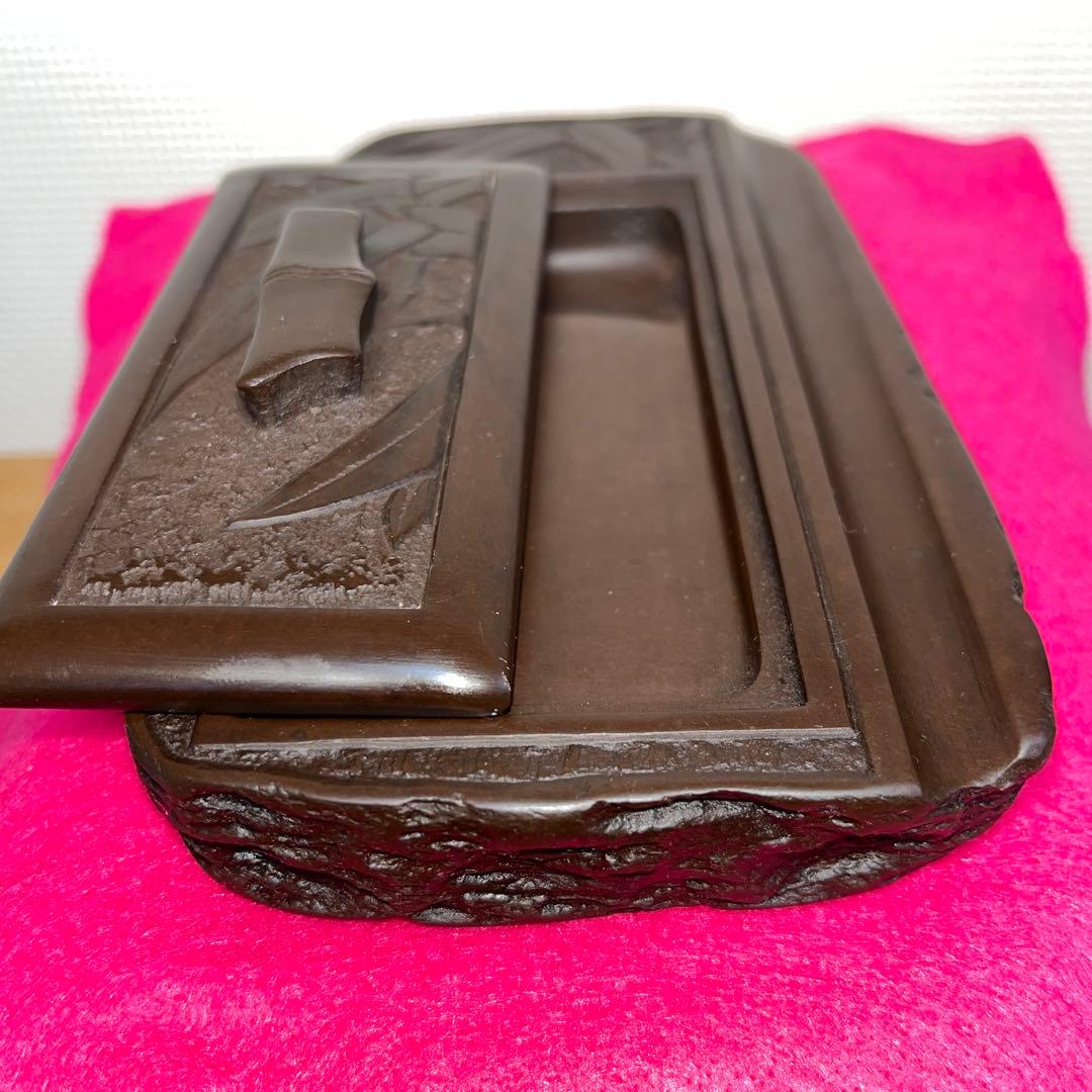 赤間硯 彫刻蓋付き硯 木村玉池堂 木村保一 硯匠 華泉