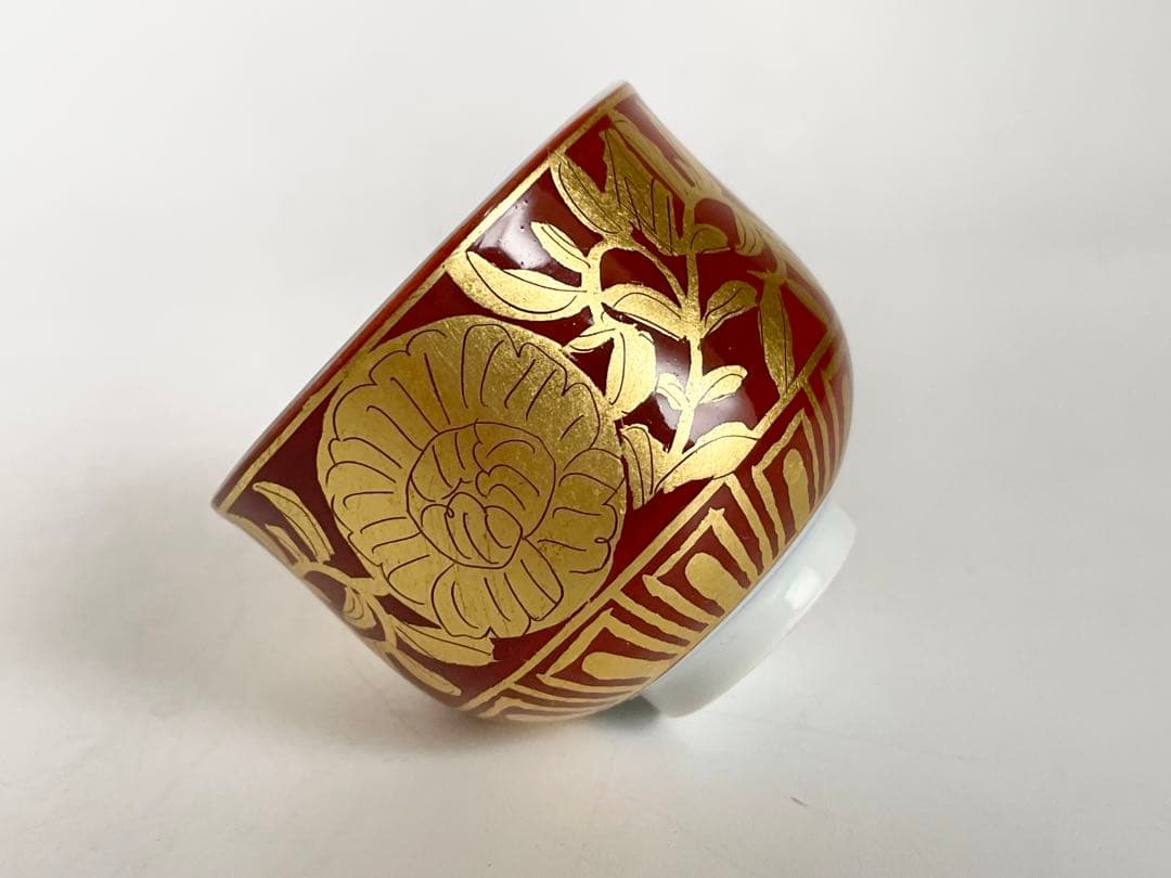 陶芸家小野珀子金襴手ぐい呑酒器酒盃共箱九谷焼猪口