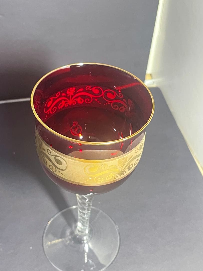 ラグーナムラノ24k金彩高級ベネチアングラス4客セット