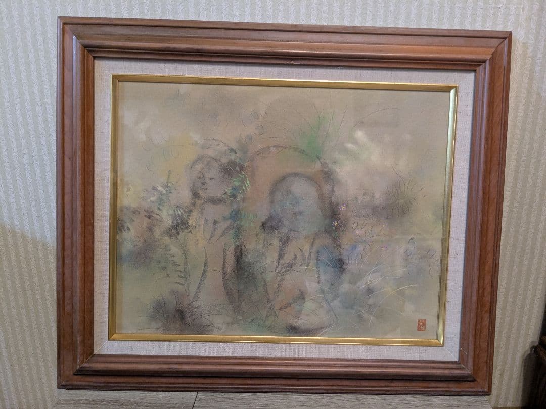 宮木薫　水彩画　【野仏】F6号　一枚の繪