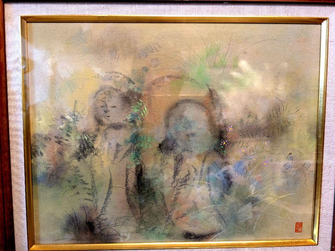 宮木薫　水彩画　【野仏】F6号　一枚の繪