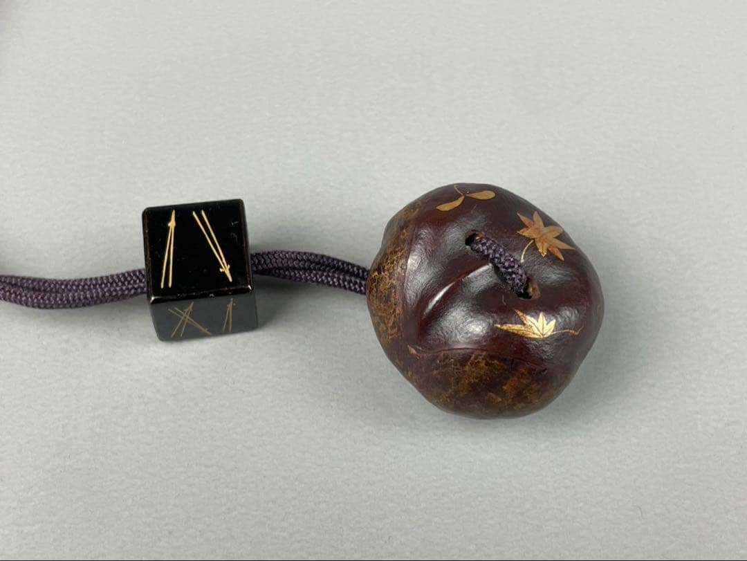 平安 象彦 印籠 共箱付 漆芸 金蒔絵 骨董 提物 木地塗り桜蒔絵 提げ物 根付