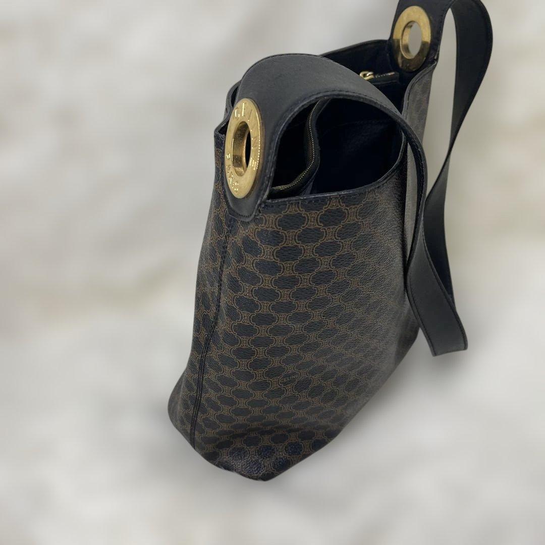 CELINE 黒マカダム ショルダーバッグ ワンショルダー サークルロゴ