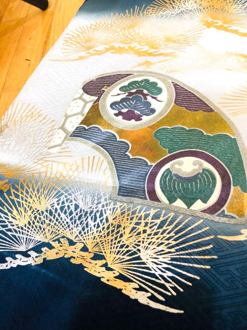 七五三五歳‼️完全️フルセット高級‼️美品紺地暈し鷹金糸刺繍煌びやか際立つ❤️家からなし