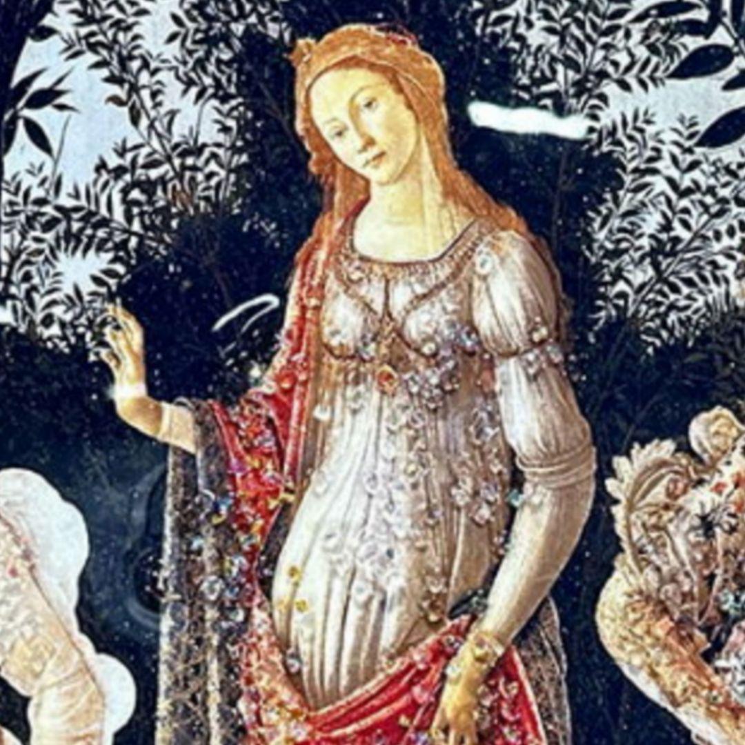 輸入雑貨　天然石　サンドロ・ボッティチェリ 『プリマベーラ』　水晶絵　クリスタル