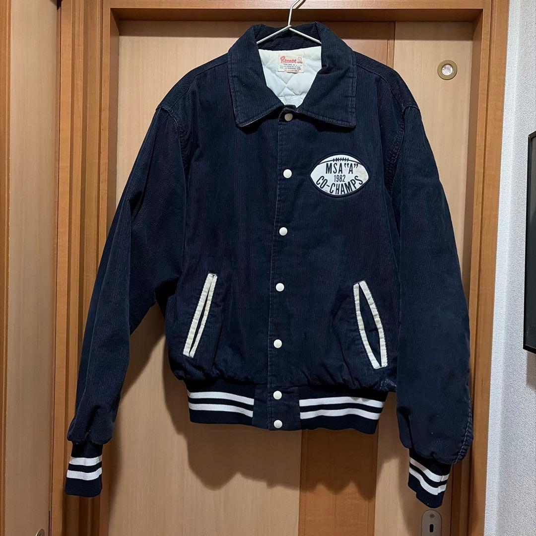 80s Rennoc コーデュロイスタジャン ヴィンテージ 両面カレッジロゴ