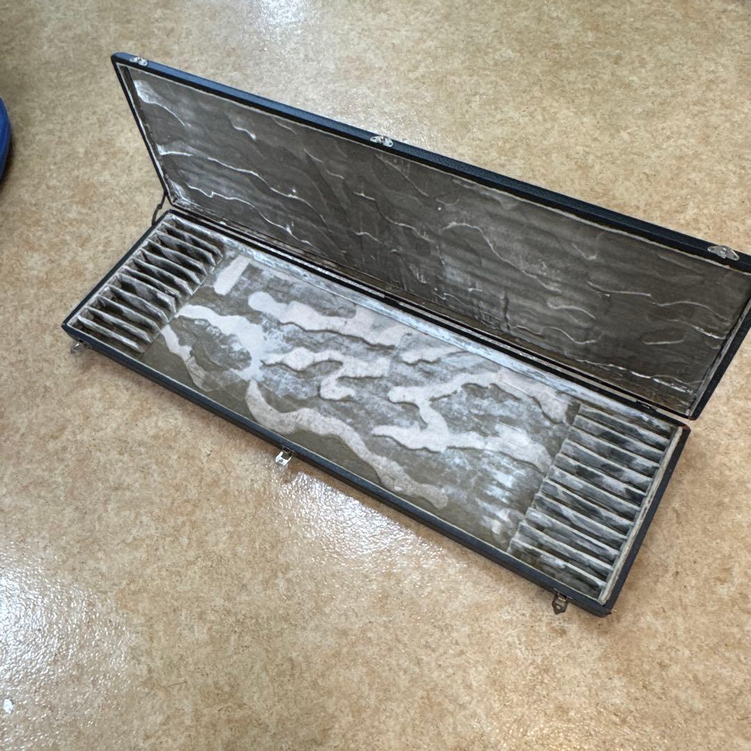 ビンテージ　バイオリン弓ケース 皮張り黒 仕切りあり12本入り