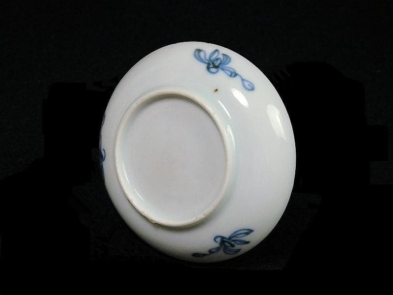 古伊万里　染付　鳥に草花紋の図　豆皿　A802AS-fbgd